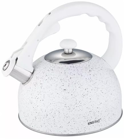 Flöjtpanna med visselpipa 2,6 l marmorimitation rostfritt stål vattenkokare KINGHOFF KH-1407