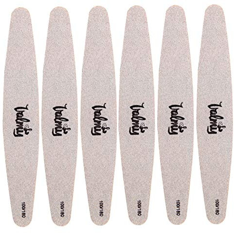 Valmy Lima para uñas Elipsa – Limas de uñas profesionales de doble cara (grano 100/180) – Materiales de cuidado para uso doméstico y salón (paquete de 10 unidades)