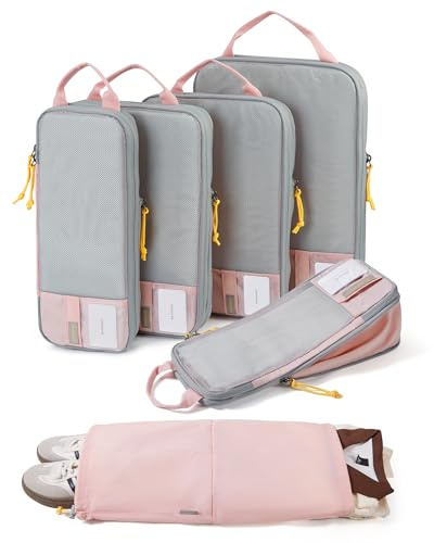 BAGSMART Compression Packing Cubes for Travel, Lightweight Luggage Organizer Bags, Durable Space Saver Bags Travel Essentials, 6 Set