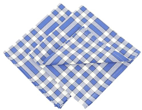 Lot de Serviettes de Table Carreaux Vichy Normand Bleu Nelly