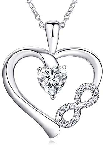AM ANNIS MUNN 925 Sterling Silber Kette Herz Damen Halskette für Damen Infinity Schmuck Mit Zirkonia Geburtstag Geschenke für Frauen Mama