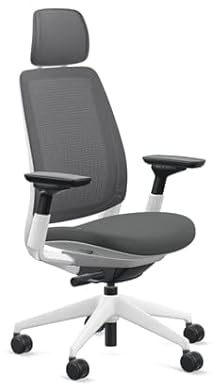 Steelcase Series 2 Office Chair with Headrest, Seagull Frame, Air Back and 3D Microknit Cogent Connect Licorice, Hard Floor Casters