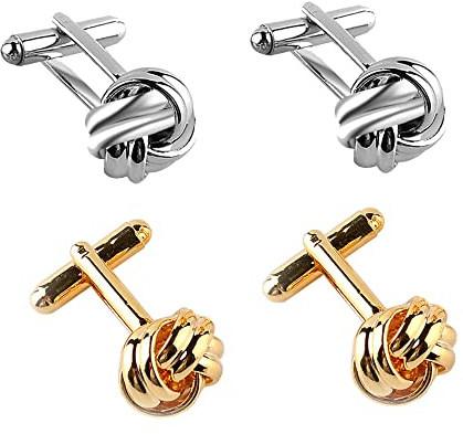 ZAHD 2 Paia Gemelli Personalizzati con Nodo da Polso Uomo, Gemelli per Regalo di Gioielli da Sposa per Uomo d'Affari, Attività Commerciale, Nozze, Gioielli, Natale, Nuovo Anno, Regalo (2 Colori)