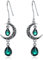 VONALA Crescent Moon Earrings 925 Sterling Silver Celtic Moon Dangle Drop Earrings Emerald Dangling Earrings Celtic Jewelry Gifts for Women Teens Girls