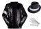 Shuanghao Kostüme Anzugjacken Jacket Top+Hat+Glove 3PS für Erwachsene Kinder Weihnachten Halloween Cosplay Puppe Partys Tänze Retro Punk Männer Frauen Mäntel Outfits Kleidung (Schwarz 130cm)