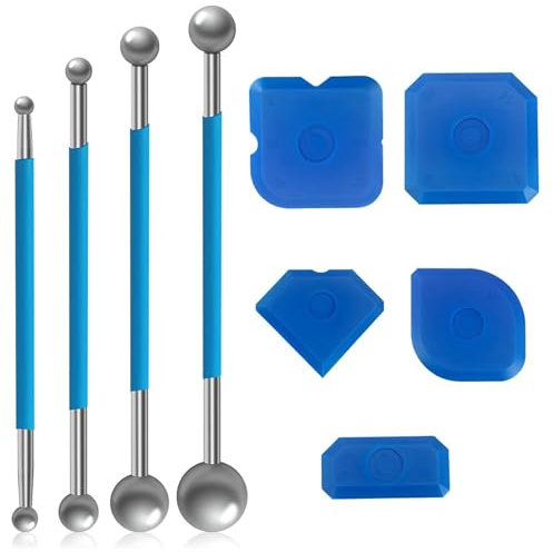9 Pièces Kit Grattoir à Outils, Dissolvant de Silicone, Raclette en Silicone, Kit de Grattoir D'outils en Silicone Professionnel, pour Outil de Bricolage de Salle de Bains et de Cuisine