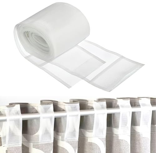 3 Meter Transparentes Stegband Gardinenband Schlaufenband zum Aufnähen - 10 cm Höhe - Universal Gardinenband aus 100% Polyester - Waschbar bei 30 Grad - Vielseitig einsetzbar