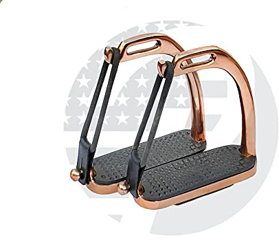 RIDING GEARS 4/4.25/4.50/4.75/5 Rose Gold Peacock Horse Stirrups Equestrian Safety Iron Fillis Stirrups Adults and Kids (4.50 Inch)