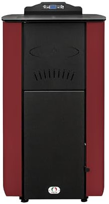 STUFE A PELLET ITALIA Asia Pulizia Automatica Locale Tecnico 24 KW - Stufa a Pellet Idro per Impianto di Riscaldamento Efficienza 92% Scalda 180m² Autonomia 22H Programmabile 5 Potenze Rosso