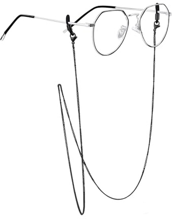 ChainsPro Cadena Gafas Cuello Negro, Collar para las Gafas Resistente, Eyeglasses Strap