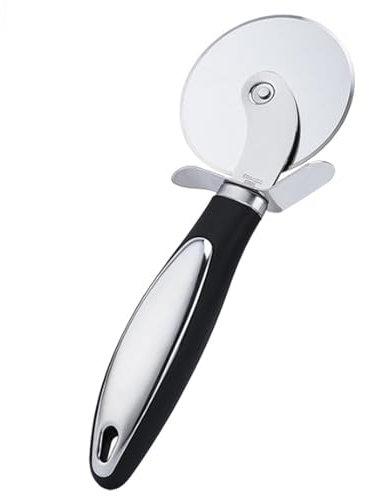 Pizza Cutter, Premium Stainless Steel Large Pizza Slicer, Easy to Clean & Cut Pizza Wheel, Super Sharp, Non-Slip Handle & Dishwasher Friendly (Black)