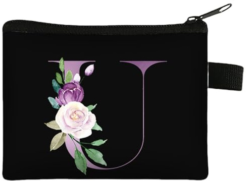 FAVORTALK Ladies Purses Flowers Coin Pouch Small Pouch for Coin Mini Coin Purse Black Change Wallet for Girls Boys Cute Coin Bags for Credit Card ID Card Keys Headset Lipstick Change Pocket - 43423