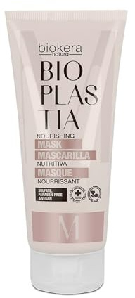 SALERM - Mascarilla Nutritiva Pelo - Biokera Bioplastia - 200 ml - Keratina Vegana y Aceite de Semilla de Manketti - Restaura y Protege - Cabello más Resistente y Elástico - Antiencrespamiento Pelo
