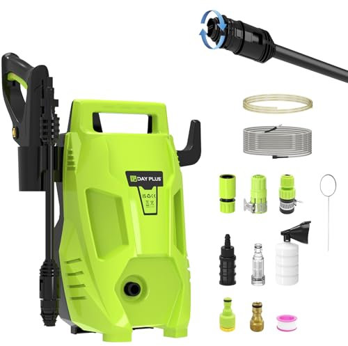 High Pressure Washer, Electric Pressure Washer 1500W Jet Washers/Pressure Washers with 7m Hose & 5m Power Cord, Adjustable Nozzle, Snow Foam Gun, Portable Power Jet Water Patio Car Cleaner, Green
