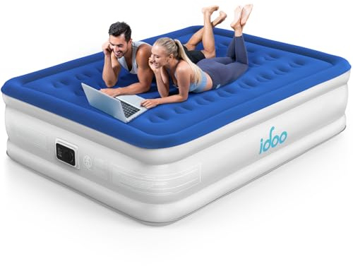 iDOO Colchón Hinchable Matrimonio-152x203x46cm, Cama Hinchable con Bomba Integrada, Colchon Inflable con Inflado Rápido en 3 Minutos, Invitados o Uso en Casa Viaje y Camping