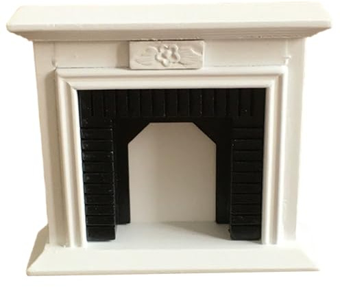 BEAHING Meubles de Maison de poupée 1 12 échelle en Bois Vintage Blanc cheminée Maison poupée pour Noël Un décor Meubles Miniatures