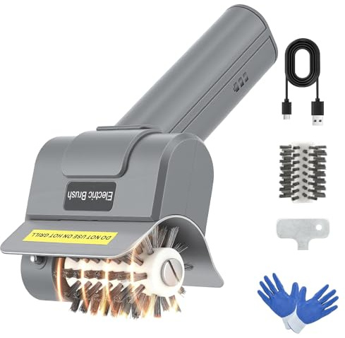Eirolace Spazzola Elettrica per Barbecue – Senza Fili, Ricaricabile con Testina in Acciaio Inox Rimovibile (Include 1 Testina di Ricambio) | Ideale per Griglie a Gas, Carbone, Elettriche e Piastre