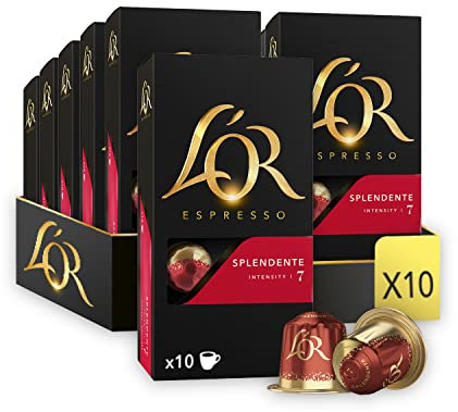 L'OR Espresso Splendente Coffee Pods x10 Intensity 7 (Pack of 10, Total 100 Capsules)