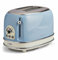 Ariete 0155/15 Retro Style 2 Slice Toaster, 6 Browning Levels and Removable Crumb Tray, 3 Functions Including Cancel, Defrost and Reheat, Non-Slip Feet, Vintage Design, Blue