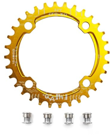 UPANBIKE Bike Schmal Breit Kettenblatt 104 BCD Runde Form Single Kettenblätter 36T(Gold)