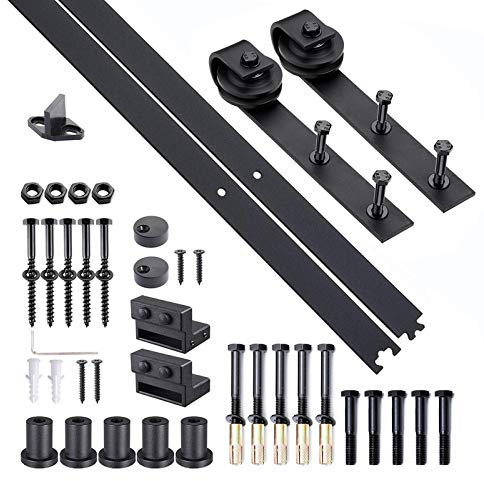 HOMCOM Kit de porte coulissante système galandage pour porte d'une épaisseur de 35-45 mm et largeur max. 1 m charge max. 100 Kg acier brun foncé