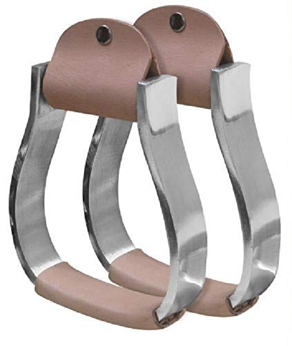 Showman Pony/Youth Polished Aluminum Stirrup with Light Leather Tread