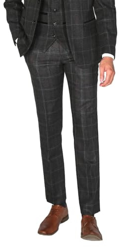 SIRRI Ensemble de Costumes en Tweed à Carreaux rétro pour Hommes, Coupe ajustée Taille 40