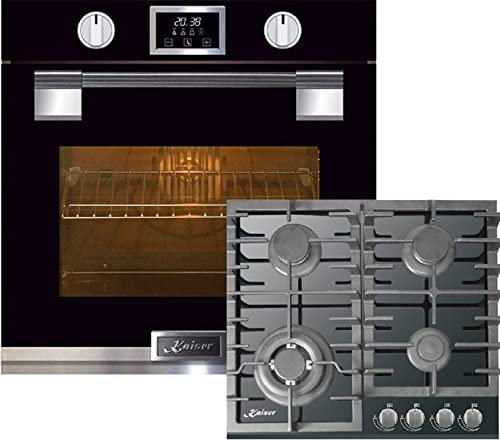 Kaiser Set de cuisinières à gaz EH 6338 S + KCG 6383, four, Softclose, 11 fonctions, sonde de de température, cuisson automatique + 60 cm, cuisinière encastrable 3,8 kW WOK