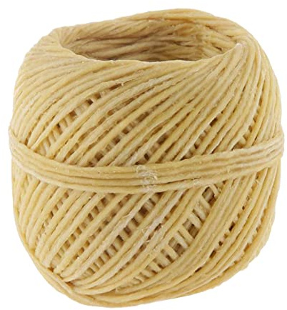 Mèche de bougie en chanvre bio de 2 mm d'épaisseur, bien revêtue de cire d'abeille naturelle pour la fabrication de bougies (10 m) - Marron clair