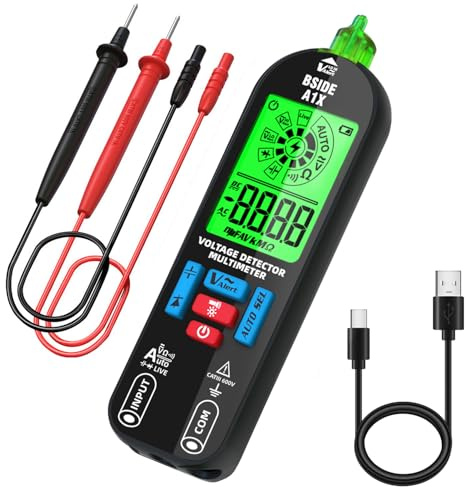 BSIDE Smart Digital Multimeter Tester Rechargeable Electrical Voltmeter Capacitance Diode Continuity Resistance Live Check AC DC Voltage Tester