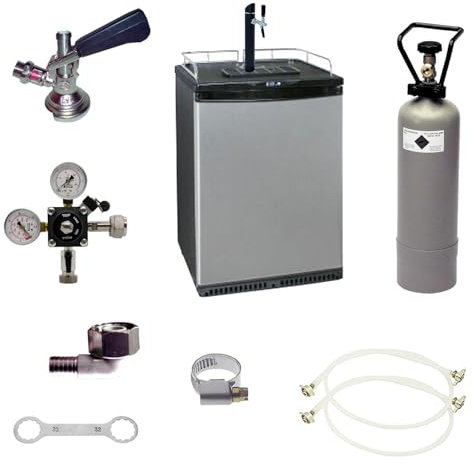 Komplett set Öldragare, Kegerator (ölbar) - inkl. ölpelare och kompensatorkran, kranhuvud - typ A (flach)