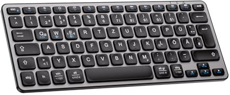 iClever Bluetooth Tastatur, Mac Tastatur Kabellos, Deutsches QWERTZ Layout, Wiederaufladbare, Umschalten zwischen 3 Geräten mit Multi Device Mac Funktastatur für MacBook Pro/Air, iMac