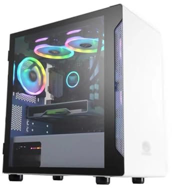 Caja De Computadora De Torre Media Mini ITX/Micro ATX, Diseño De Vidrio Templado, Estructura De Gabinete Dividida, Caja De Computadora De Escritorio, Admite Refrigeración por Agua(White)