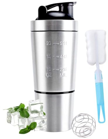Shaker Proteine 700ml,Borraccia Protein Acciaio in Polvere,Shaker per Proteine in Acciaio Inox,Senza BPA,per Palestra,Sport