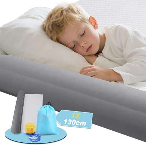 Barrière de Securite Enfant Lit avec Pompe, 130 cm Barrière de Lit pour Bébés et Adultes, Portable, Détachable et Lavable, Adaptable à Tous Lits