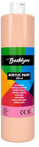 Bastelzone - Akrylfärg 500 ml – högpigmenterade konstnärer akrylfärger, vattentät och vegansk – perfekt för akrylpouring och målning på duk, trä, sten, papper, tyg och metall (hudfärg)