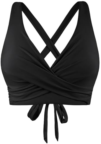Générique Haut Maillot de Bain Femme Forte Poitrine - Haut de Maillot de Bain Femme Push up Simple Rembourré Top Bikini à Lacets Souples Couleur Unie Soutien Gorge Push Up Rembourré