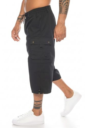Kendindza Bermudas para hombre con piernas desmontables Zipp-Off de 3/4 en pantalones cortos, Negro | Patrón 1, L