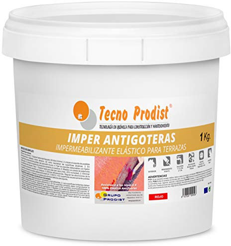 Tecno Prodist IMPER ANTIGOTERAS (1 Kg) ROJO Pintura Impermeabilizante elástica para Terrazas (A Rodillo o brocha)