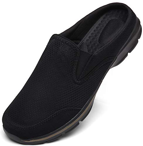 Zapatillas de Casa Mujer Hombre Zuecos de Algodón Comodas Transpirable Casual Pantuflas Exterior y Interior, Negro, 36 EU