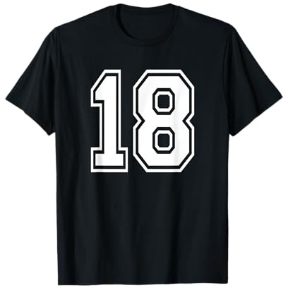 Number 18 Numbered Uniform Sports Jersey Team 18th Birthday T-Shirt