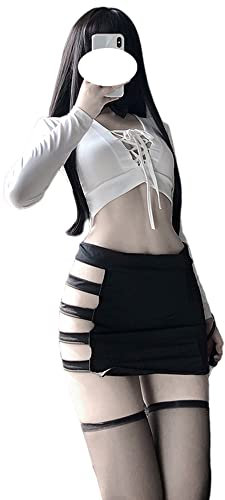 SINGUYUN Uniforme de secrétaire de bureau pour femme - Costume sexy pour professeur - Lingerie avec chaussettes (2233 blanc) - Noir