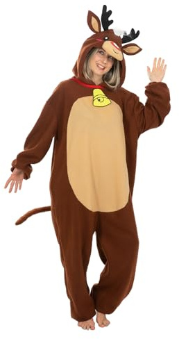 Funidelia Disfraz de Reno para Hombre, Navidad - Traje para Adultos para Fiestas, Carnaval y Halloween - Talla S-M