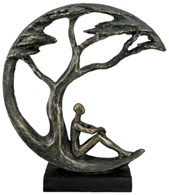 Casablanca Skulptur Daydreamer, Deko Figur Bronze, Kunstharz Statue Wohnzimmer, Büro Dekoration H. 32 cm x B. 26 cm - Moderne Skulpturen