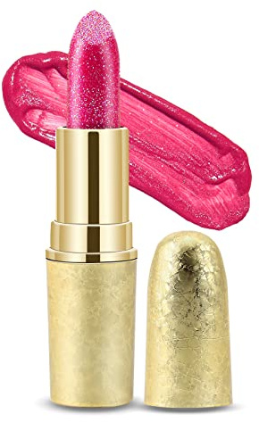 Boobeen Glitter Lipstick Balsamo idratante per labbra scintillante Colore labbra antiaderente Formula altamente pigmentata che dona una finitura metallica al trucco labbra per donne e ragazze