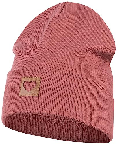 Smarilla Mütze Beanie Mädchen Damen Kinder Übergangsmütze gerippt, Größe: 46-48, Farbe: Ziegelrot