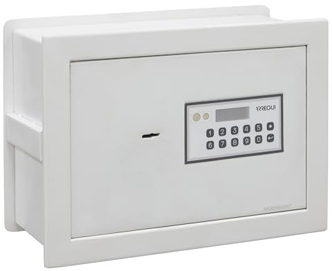 ARREGUI Magna 591020 Caja Fuerte Empotrable con Código y Llave | Caja de Doble Seguridad con Fondo Extensible para Dinero | Caja Fuerte de Pared Electrónica para Hogar u Oficina |26x36x15-25cm |14-23L