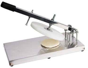 PreAsion 9.5Inch Pizza Dough Press Machine Stainless Steel Household Pizza Press with Plate Portable Commercial Dough Chapati Sheet Pizza Kitchen Dough Maker Tool