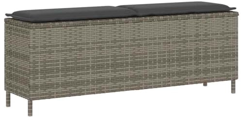 vidaXL Banco de jardín con cojín gris 110x30x40,5 cm ratán artificial