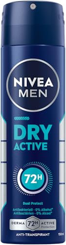 NIVEA MEN Dry Active Deo Spray, Deodorant mit 72h Anti-Transpirant-Schutz für ein trockenes Hautgefühl, antibakterielles Deospray ohne Ethylalkohol (150 ml)